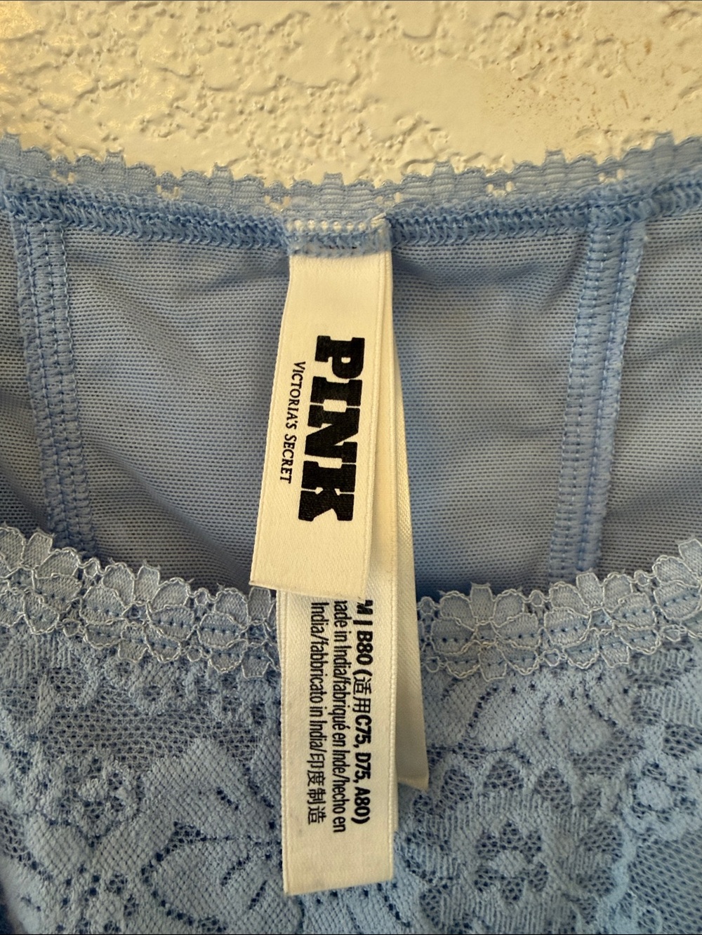 PINK Victoria's Secret Pale Blue Lace Bralette